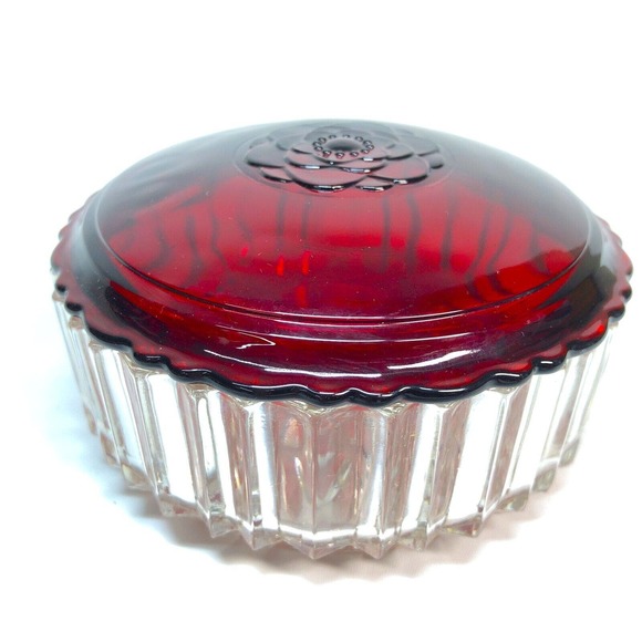 Anchor Hocking Other - Vintage Anchor Hocking Royal Ruby Glass 1940 Round Powder Trinket Box Candy Dish